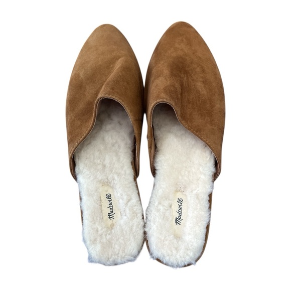 Madewell Tan Suede Mules with Cozy Sherpa Lining - Picture 1 of 4